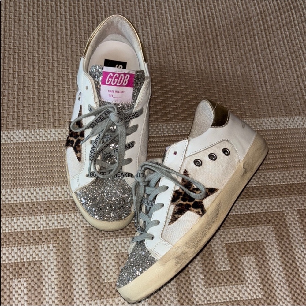 Golden Goose White Silver Sparkle Sneakers